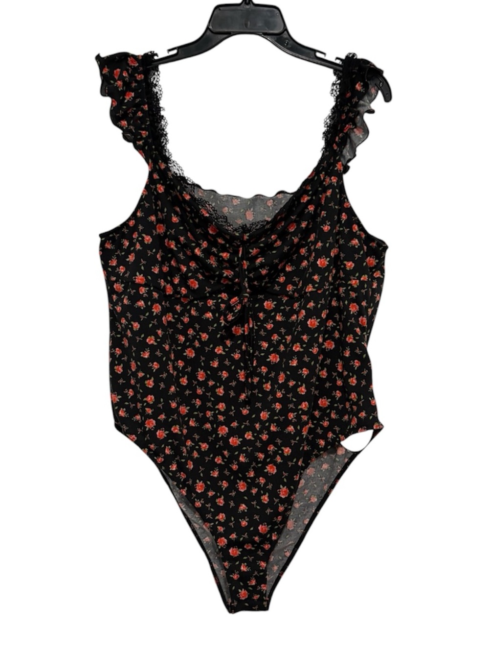SHEIN NWT Black Bodysuit With Red Roses